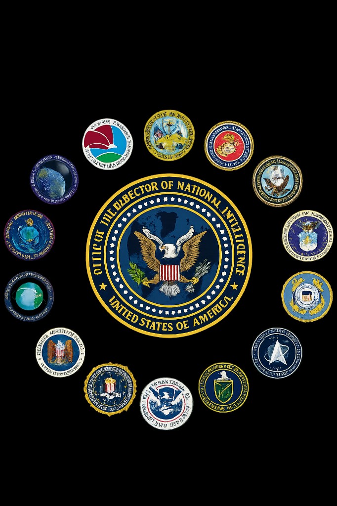 Illustrative composition of mission and intelligence community partner seals